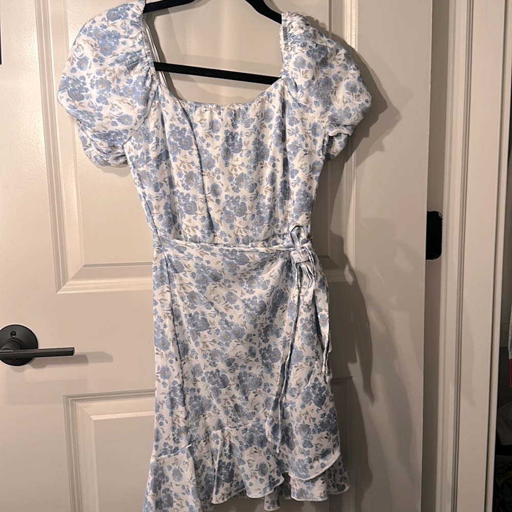 Baby blue floral mini dress